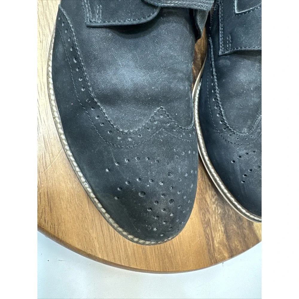 Bugatchi Uomo Chukka Boots 10.5 Black  Gray Leather Suede Zip Lace Oxford  Shoes